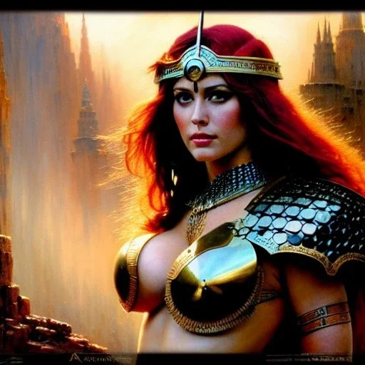 portrait 'beautiful stunning Sexy Extra busty RedSonja naked ',ancient metal armor and Helmet ,painting by gaston bussiere, greg rutkowski, yoji shinkawa, yoshitaka amano, tsutomu nihei, donato giancola, tim hildebrandt, oil on canvas, cinematic composition, extreme detail,fit full head inside picture,32k