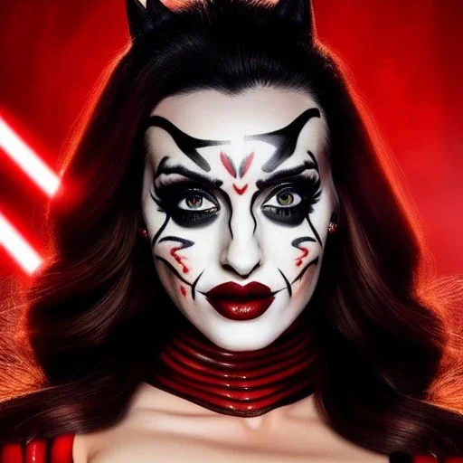 Ultra detailed fullbody Portrait in oil on canvas of busty ana de armas as female Darth Maul,wearing a skintight suit, extremely detailed digital painting,extremely detailed face,crystal clear Big eyes, mystical colors ,perfectly centered image, perfect composition, rim light, beautiful lighting,masterpiece,8k, stunning scene, raytracing, anatomically correct, in the style of Wizyakuza and robert e howard and InHyuk Lee and Ohrai Noriyoshi and Simon Bisley.