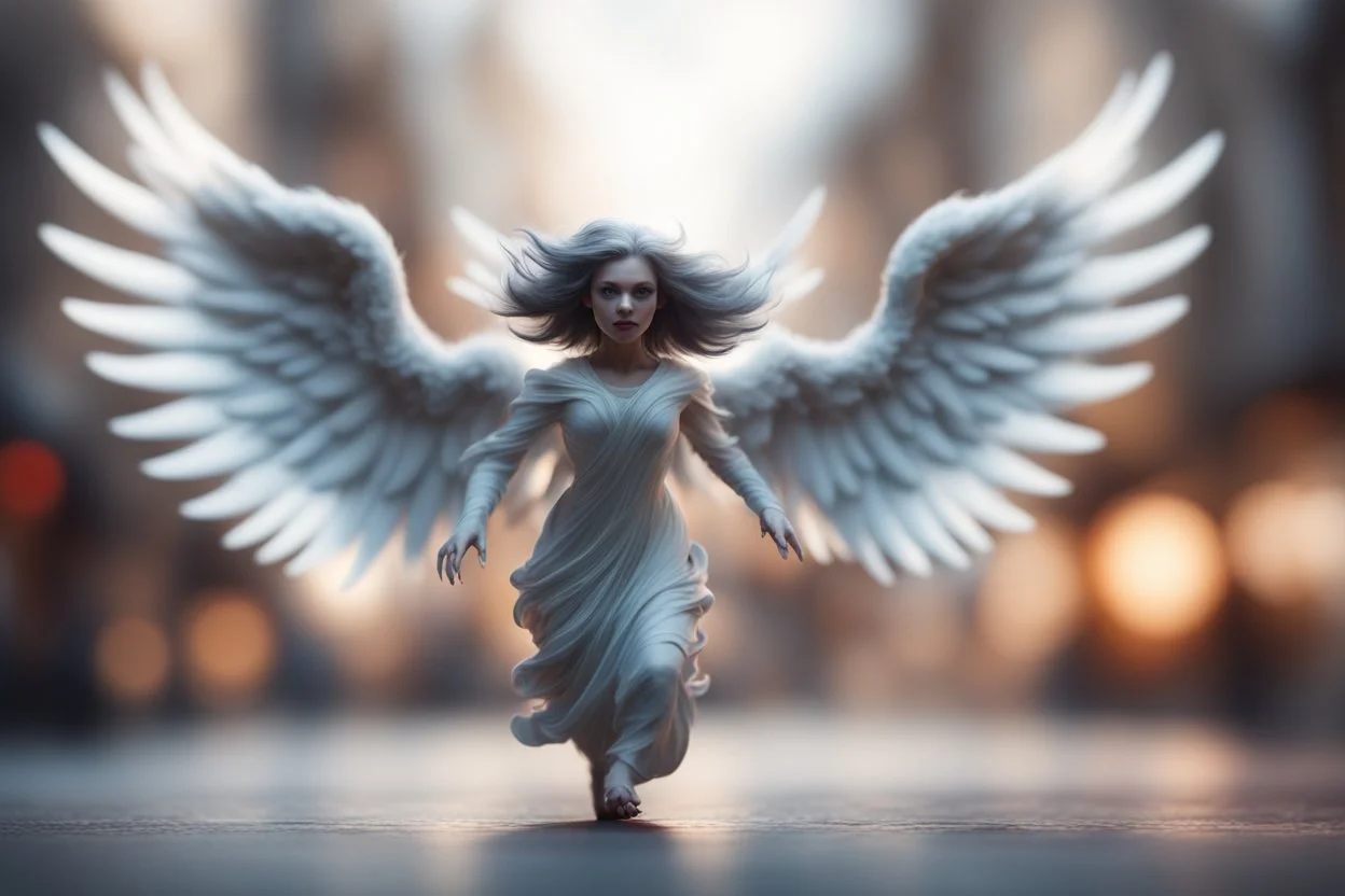 motion blur swooping monster angel bokeh like f/0.8, tilt-shift lens 8k, high detail, smooth render, down-light, unreal engine, prize winning