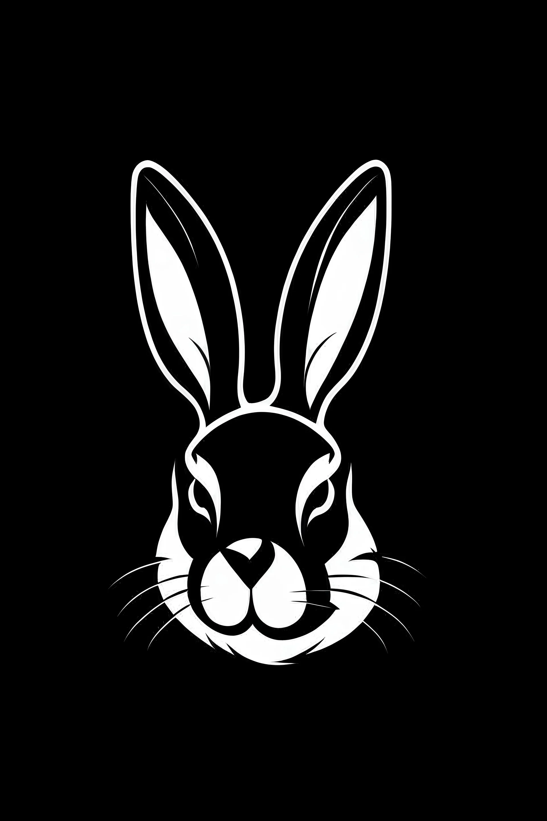 The logo for a store is a white rabbit with a black background, cartoon name rabbitshopp Write the name of the store