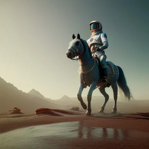 Riding horse astronaut Jupiter, Wes Anderson Lut, unreal engine 5, octan render