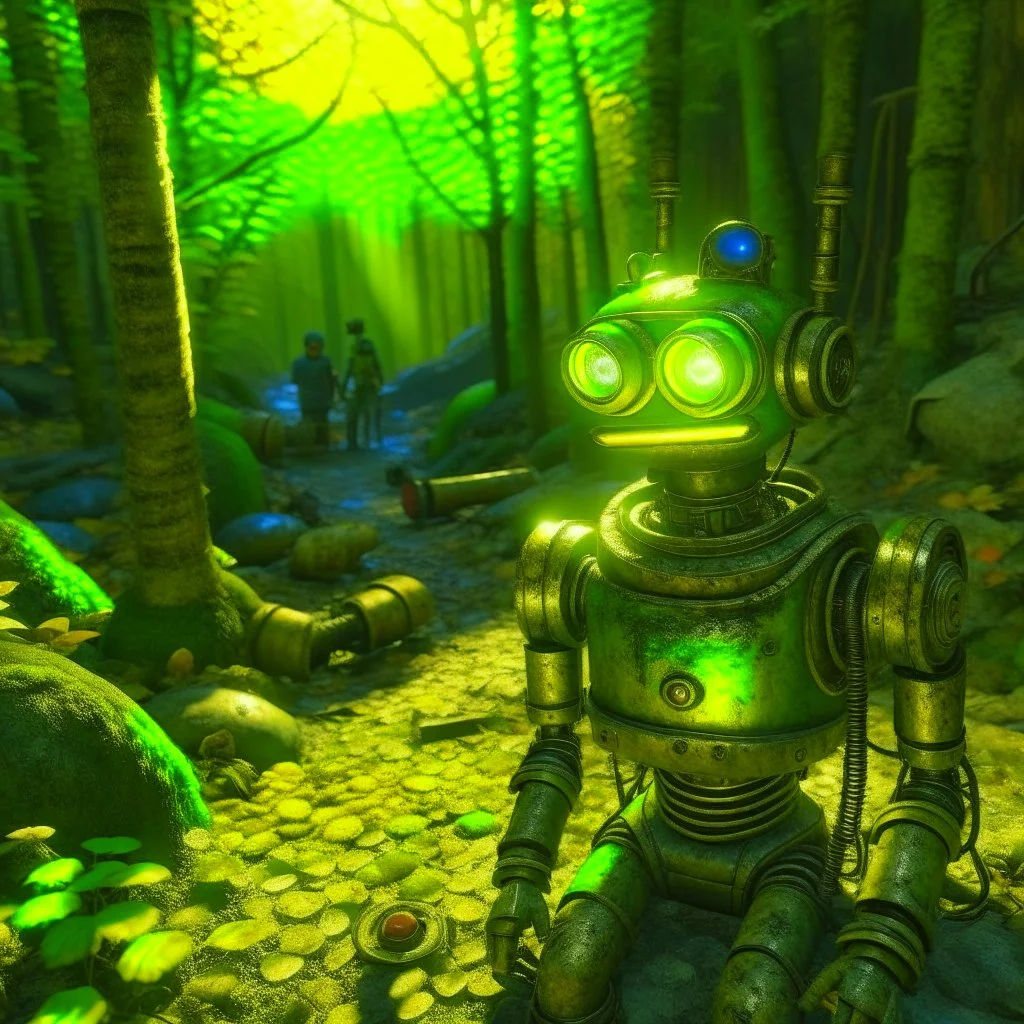 fallout 4 chat bot in an underground grove, in the style of dali, 8k, down-light, soft light, depth of field, photo realism, trending on art station, high detail