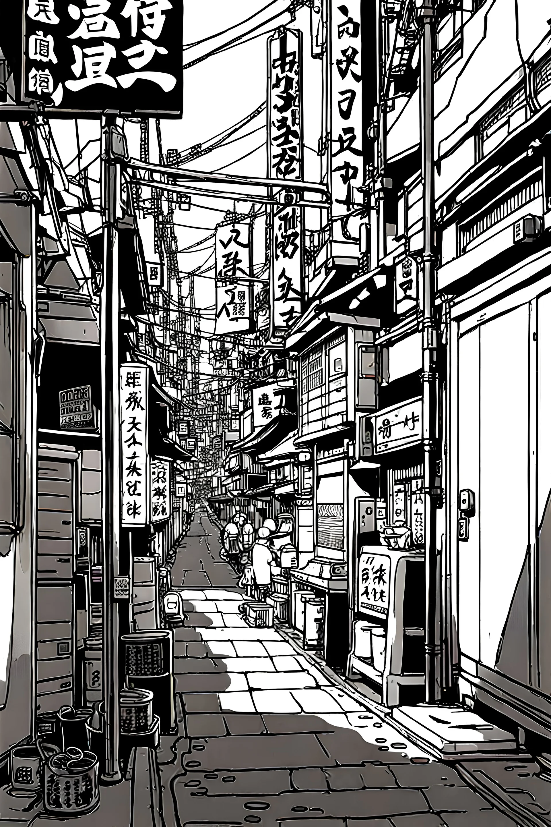 Tokyo alley, line arts