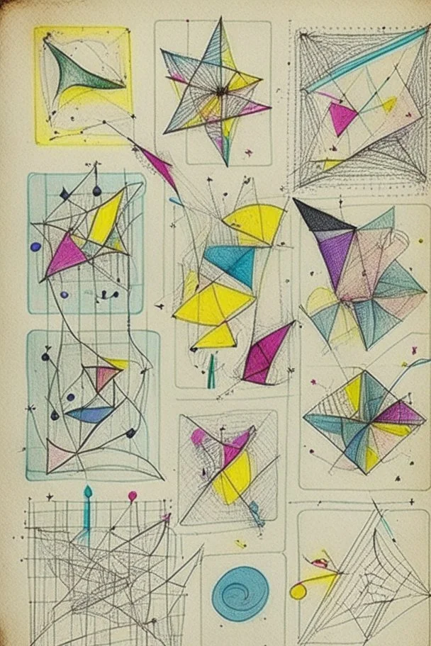Detailed Kandinsky squares with Sketchy pencil outlines