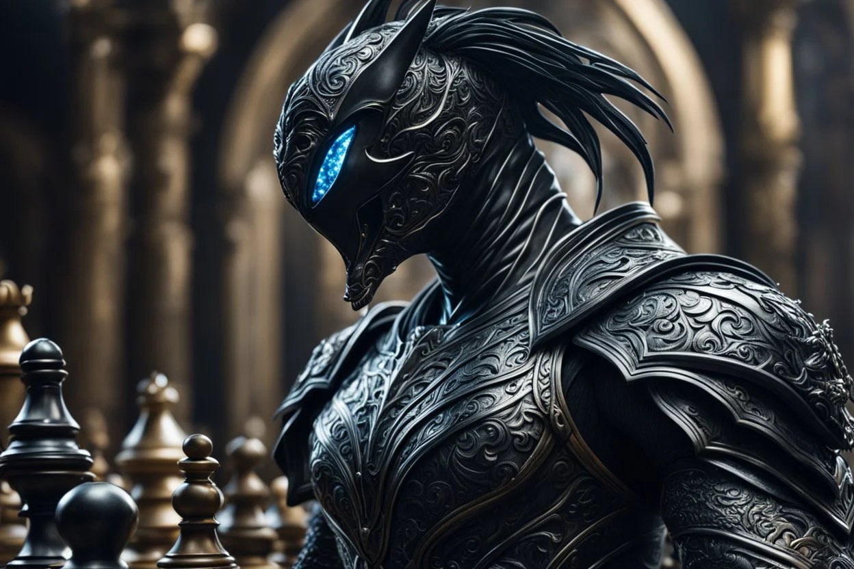 Chess knight symbiote in 8k live action artstyle, close picture, intricate details, highly detailed, high details, detailed portrait, masterpiece,ultra detailed, ultra quality