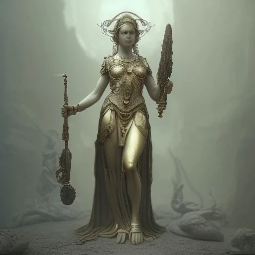 a greek marmor statue of athena, steam punk, scary, horror, realistic, made in octane, cinematic, movie, CGI, ultra-realistic, extremely detailed octane rendering, 8K, VRAY Super Real ar 2:3, dof photorealistic futuristic 50mm lens hard lighting dark gray tintype photograph, realistic lighting, sephia colors