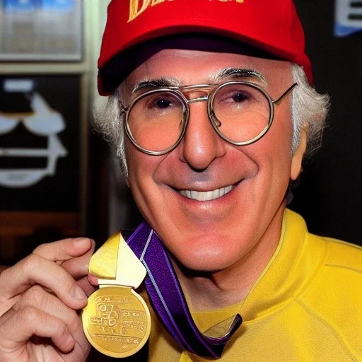 Larry David eats a gold medal at Denny's