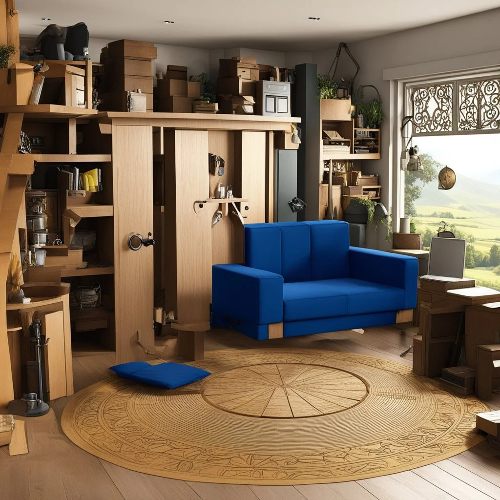 (Bilbon of lord of the rings) this Hobbit is assembling an IKEA piece of furniture in his house in the Shire