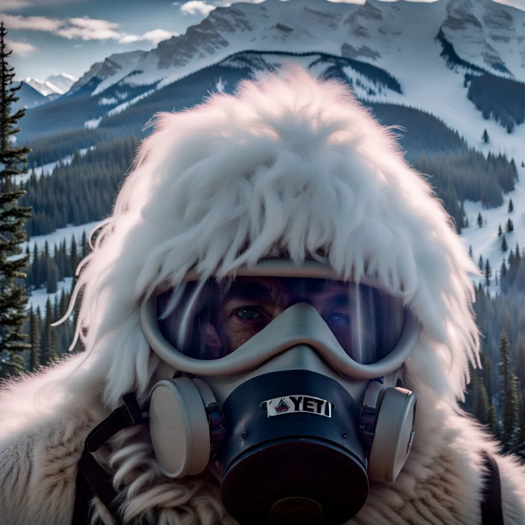 Yeti in elastomeric respirator, Kananaskis Country