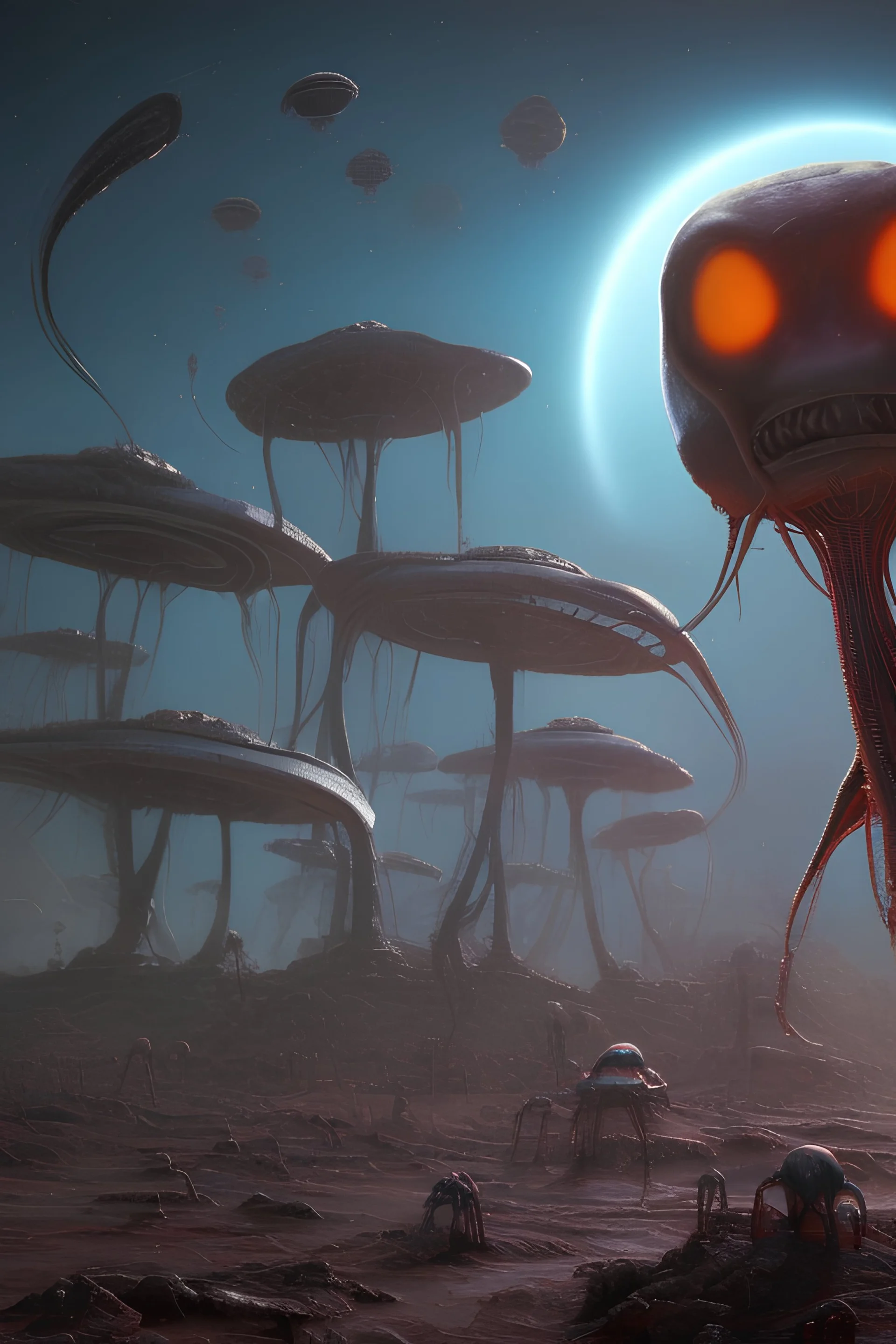 "Aliens" in a weird land - style by Chris Mars - colorful, listicvery sharp, sharp focus, extremely detailed, high definition, intricate, hiperrealistic