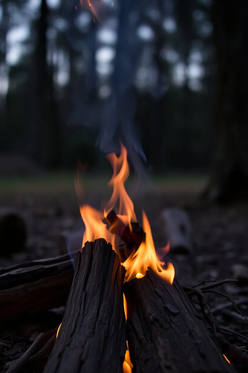 face view wooden fire