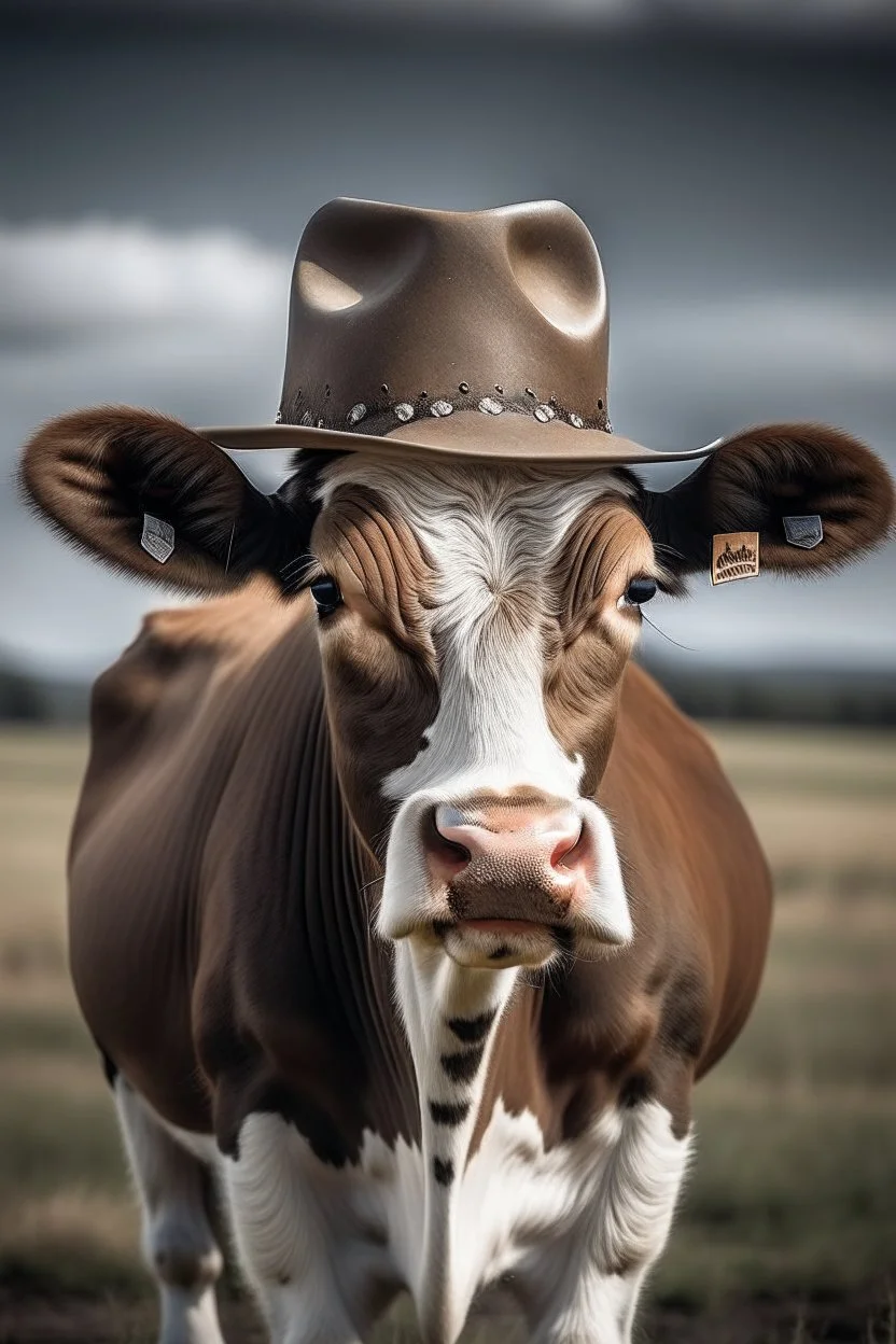 Vaca con sombrero de vaquero