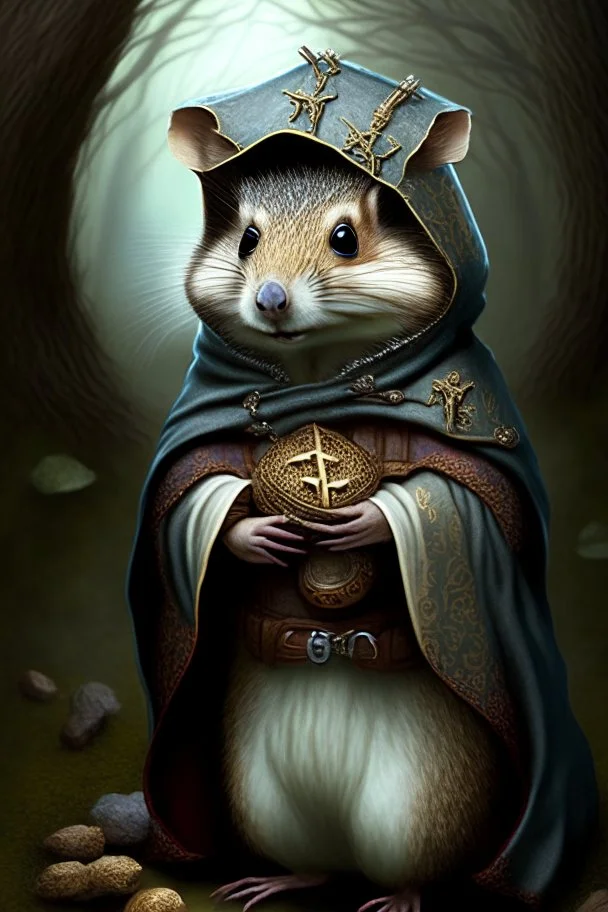 squirrel hedgehog mix being a cleric of death hood with