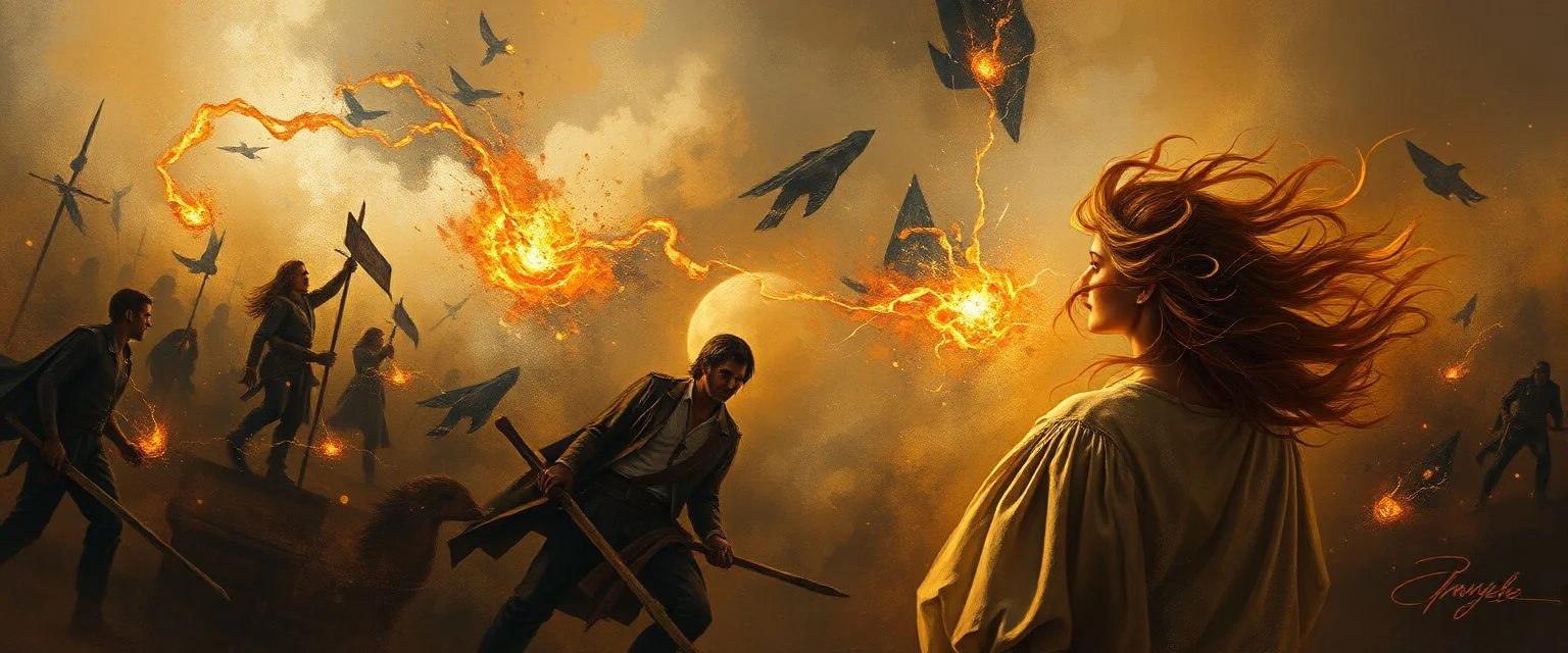 **“Flash-paintings amassed, struck by hairy gaze. Aye! Woe, behold! Oh, why reprimand? Our finest struggle ‘gainst fate’s stern hand; ’Tis work most noble, soaring and grand. Oh dreary, her fiery gaze grew somewhat hairy, And lo! The world did tremble ‘neath her stringed staring, Yet still the painted visions danced and tarried, Defying all, in bright-born light and winged daring.”**