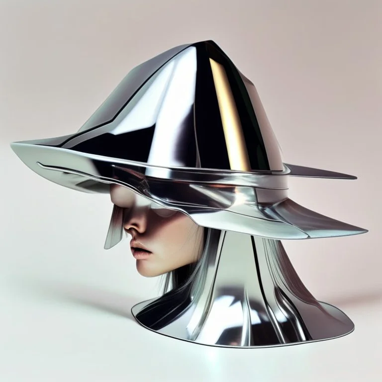 asymmetric futuristic chrome hat