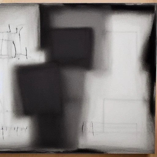 abstract artwork of black and white rectangles, oil on canvas, black and white, smudged charcoal, in the style of esteban vicente, in the style of mark rothko