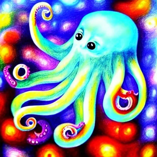 beautiful mystical underwater octopus, seashell, fish, high quality, acrylic paints, pastel colors, by Renoir