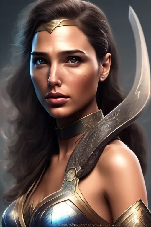 perfect gal gadot face, blue na'vi warrior, intricate, fullbody, highly detailed face, highly realistic particles, fog, fire