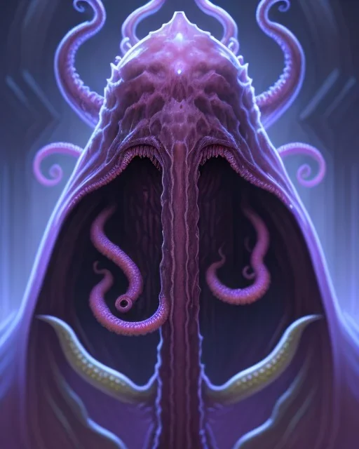 Dungeons & Dragons Mind Flayer Portrait, tentacle mouth, regular purple face