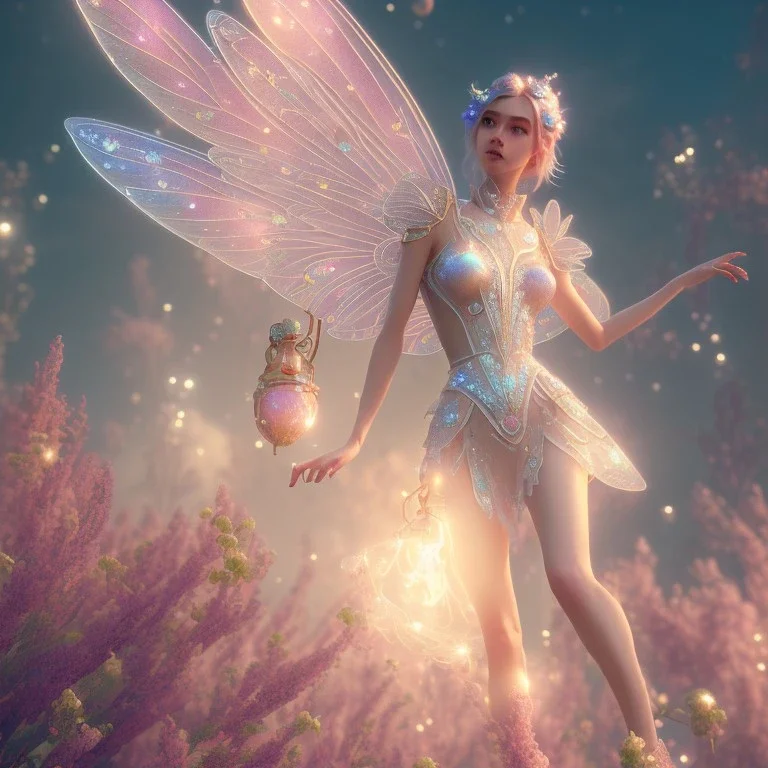 subtle transparent fairy in a galactic ambiance, delicate colors, in the foreground, full of details, smooth，soft light atmosphere, light effect，vaporwave colorful, concept art, smoot, 8 k, unreal engine 5