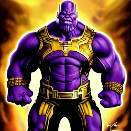 ultra detailed fullbody portrait of Thanos Flexing the arm with the infinity gauntlet with all the power stones ,wearing Armor, extremely detailed digital painting, extremely detailed face,crystal clear eyes, in the style of robert e howard and pablo oliveira and Ken Kelley and Keith Parkinson , mystical colors, perfectly centered image, perfect composition, rim light, beautiful lighting,8k, stunning scene, raytracing