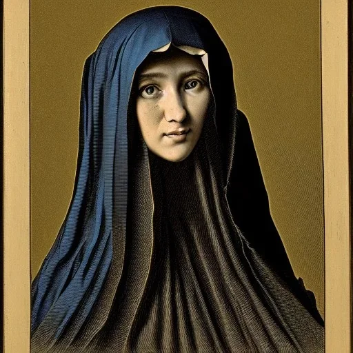 Cloaked young woman, portrait, highly detailed