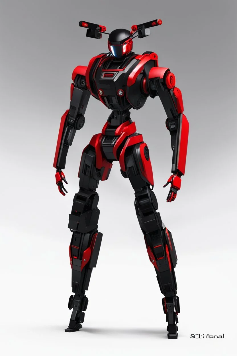 Sci-Fi, Large Mechainal Robot Red and Black, Space, Magic, Dangerous, Menacing, Horror, Zoomed In, Background