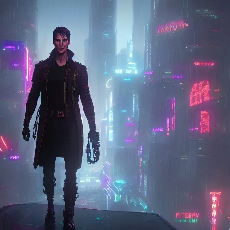 Tom Cruise Christmas cyberpunk art