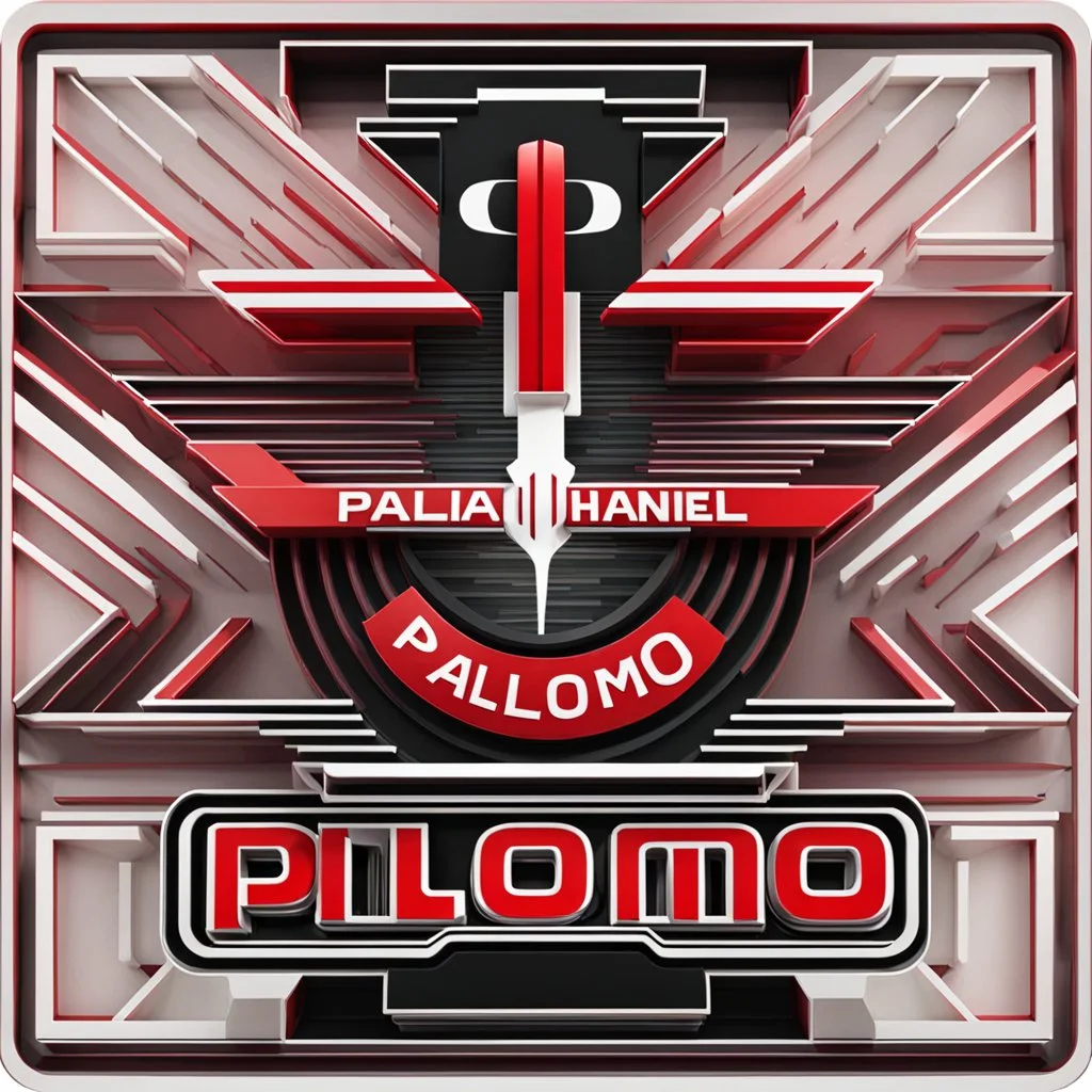 Logo for video channel with the text "Palomo Chanell" minimalist 3D red and white colors"