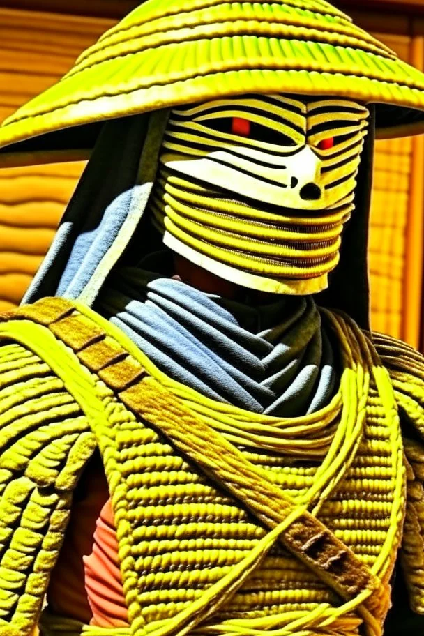 samurai with burned face bandaged face mummy