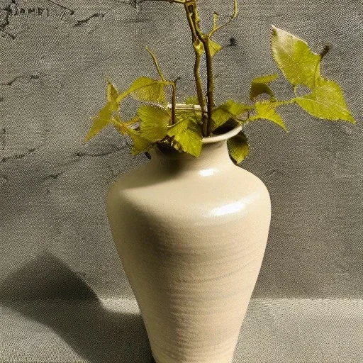 photo of a small cracked ceramic vase repaired with gold, kintsugi, garden setting, beautiful landscape photography, beautiful, vines and leaves, delicate, cinematic, high detail, beautiful composition, delicate arrangement, aesthetic, soft lighting, award winning photography, tender