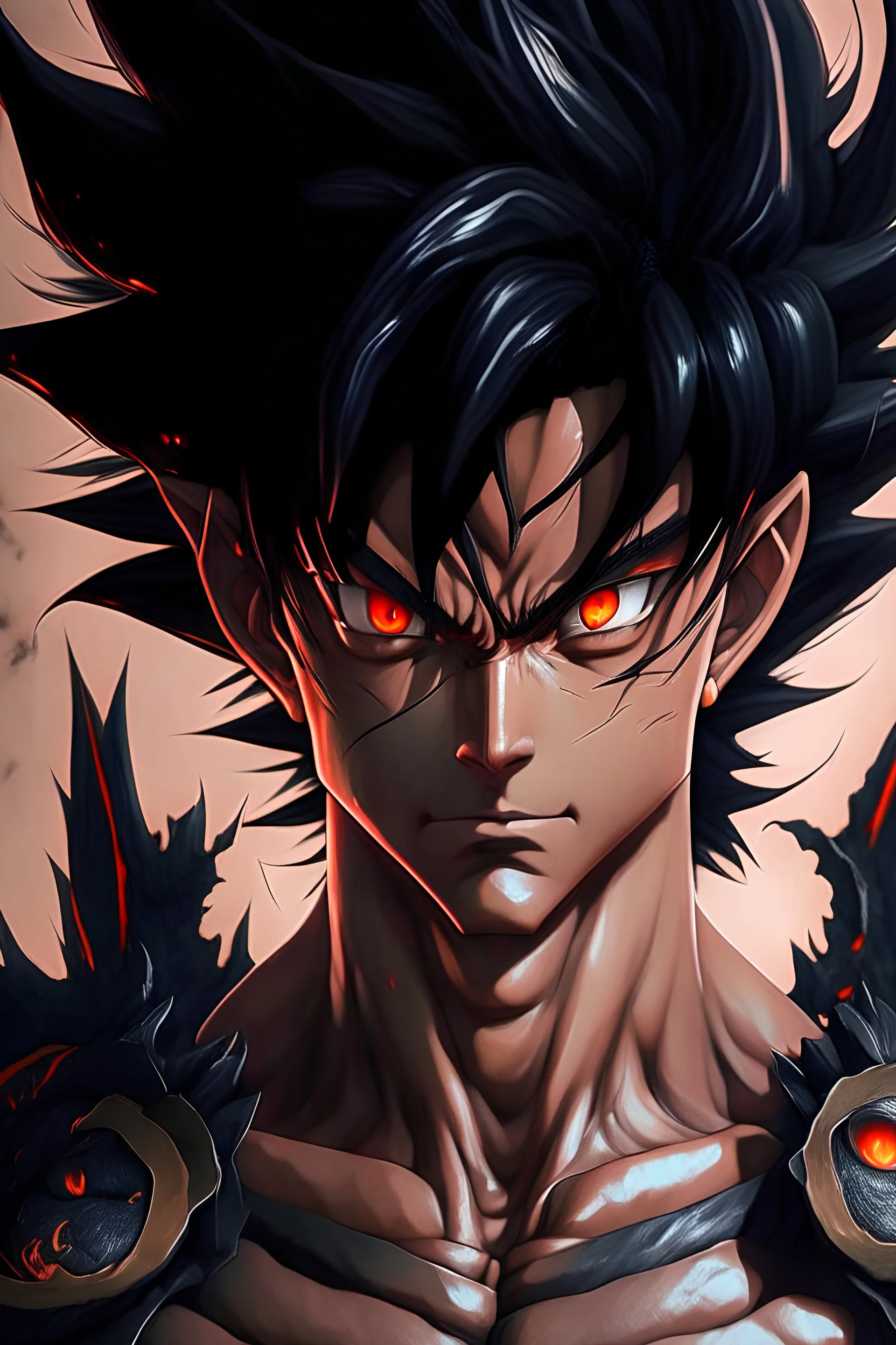 a man with black hair and a dragon on his chest, black dragon, highly detailed portrait of goku, ultra hd anime wallpaper, masayoshi suto and artgerm, anime epic artwork, hd anime wallpaper, son goku, goku, gogeta, dragon ball, wild spiky black saiyan hair, detailed anime artwork, ancalagon the black