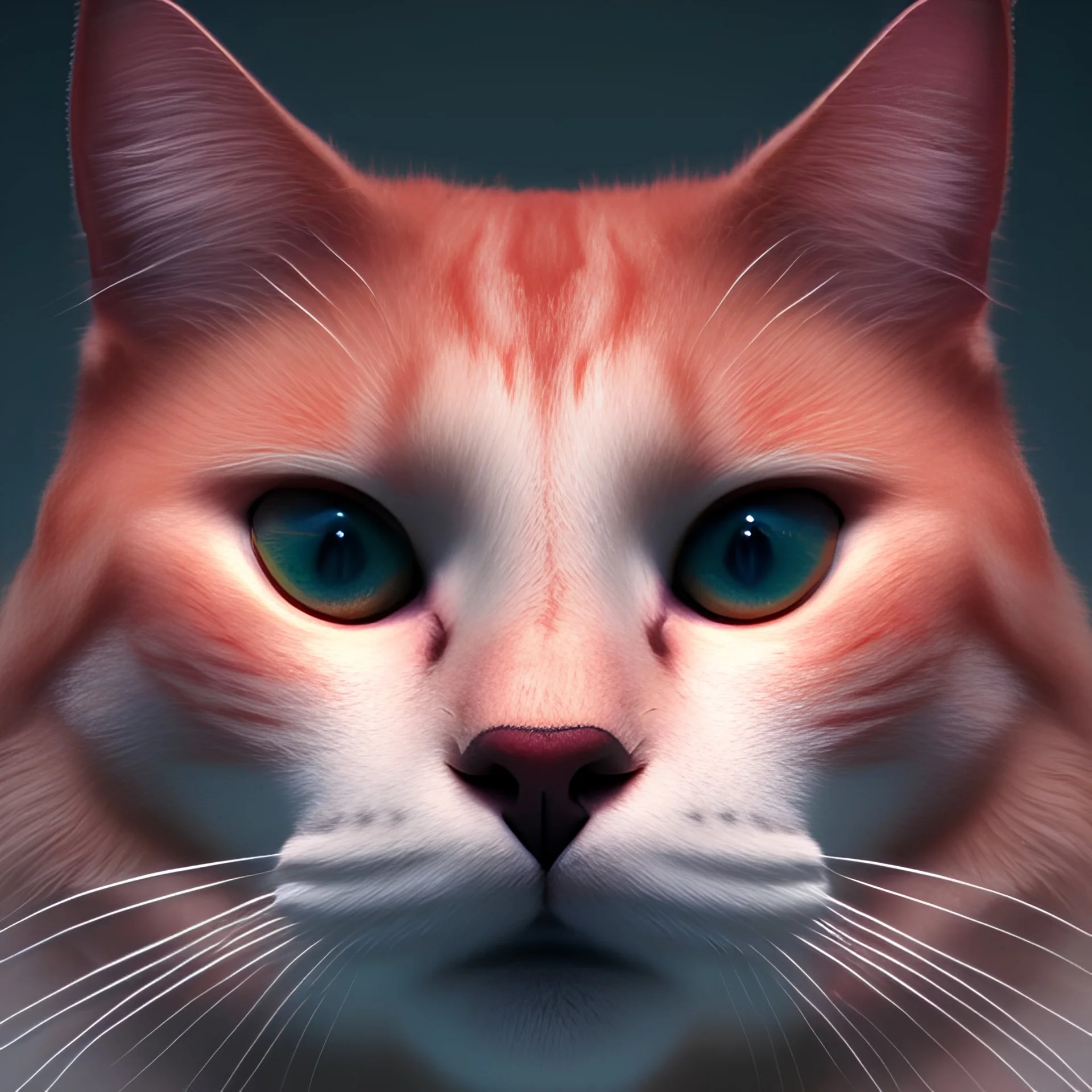 White red Cat FACE, DETAILED, PORTRAIT,3d,Unreal 5 engine