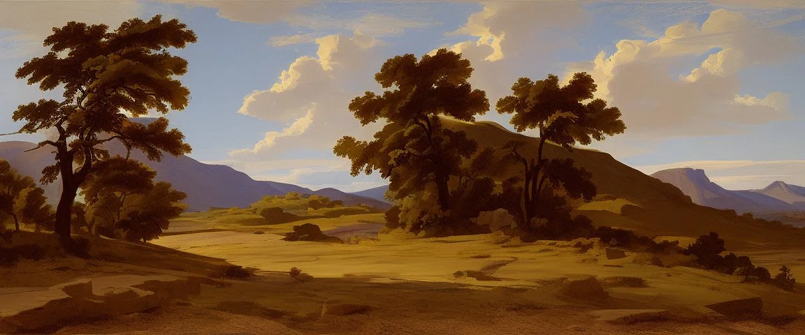 texas hill landscape by poussin