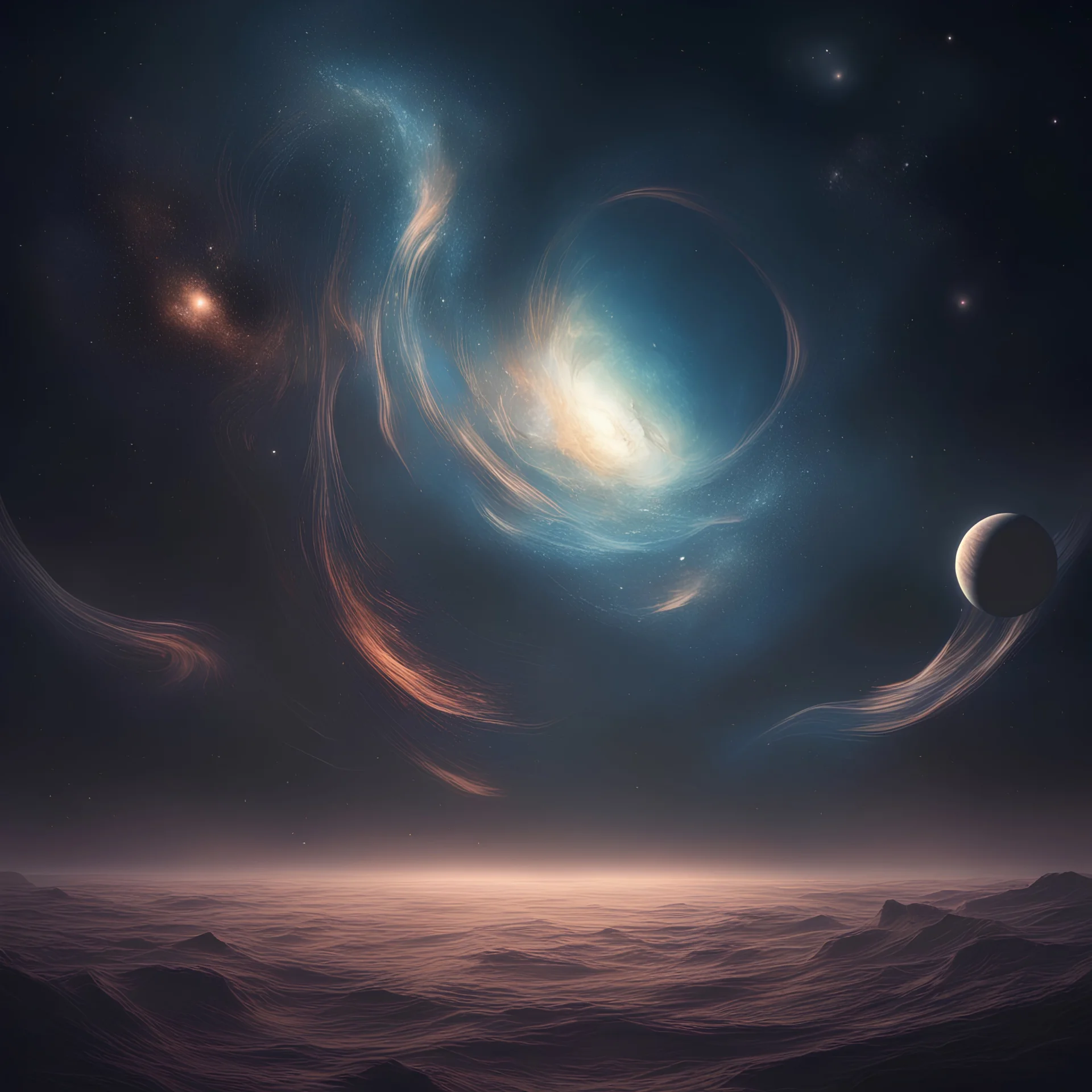 Is this night real, or just a fragile illusion?, in space art style