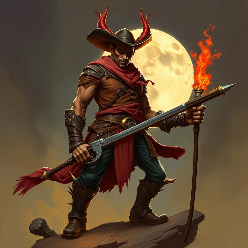 Western clad bandit devil fantasy art