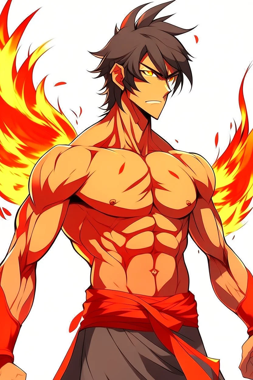 The same photo anime with medium muscles but with a (katana sword)