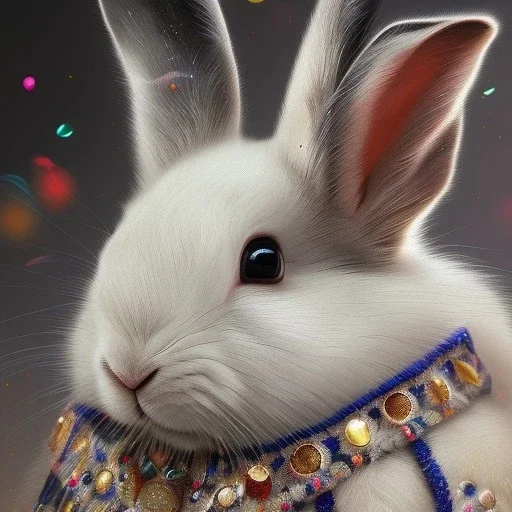 white platinum rabbit with blue third aye, aboriginal, dot painting, indiginous, dot, mud, dream-time, abstract, dots, natural pigment, extremely sharp detail, finely tuned detail, ultra high definition, 8 k, unreal engine 5, ultra sharp focus, art germ and Paul Lewin and Kehinde Wiley