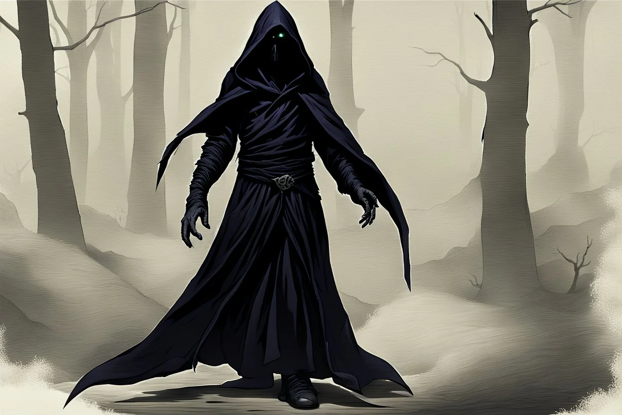 cloaked and dark hooded sorcerer