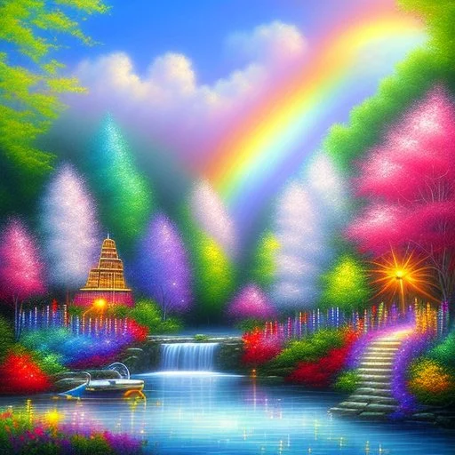 verybeautiful-magical-garden-of-the-angelic-kingdom-blue-and-pink-plants-and-trees-small-river-sunshine-flowers-haze-thumb-rainbow-ufo-bright-colors