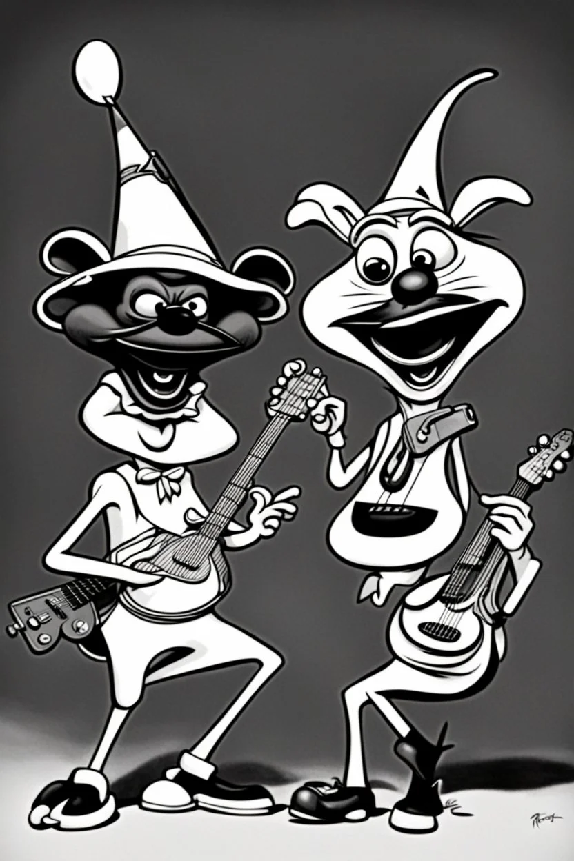 Ren & Stimpy black and white minstrels.