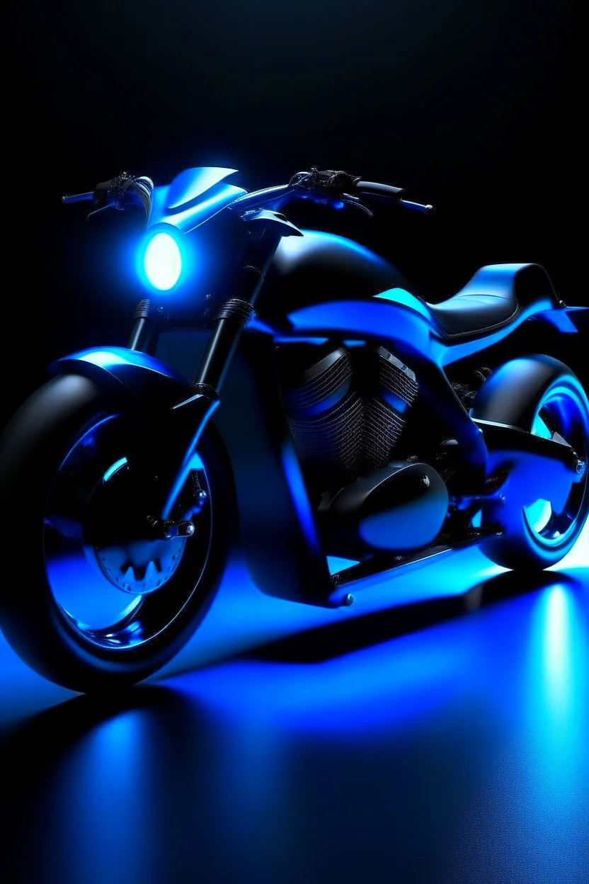 The design of a black motorcycle Luxurious has blue lighting embossed