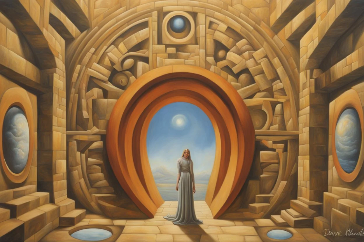 Alternate reality, inter-dimensional portal art, by Didier Mazunu, by Dave Kendall, surrealism, matte oil painting, hyperrealistic.