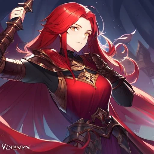 red haired elven warrior woman