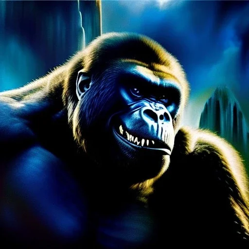 Ultra detailed fullbody Portrait in oil on canvas of Venom merges with King Kong, intense stare,extremely detailed digital painting, extremely detailed face,crystal clear Big eyes, mystical colors ,perfectly centered image, perfect composition, rim light, beautiful lighting,masterpiece,8k, stunning scene, raytracing, anatomically correct, in the style of robert e howard and Ken Kelley and Ohrai Noriyoshi and Simon Bisley and tomzj1