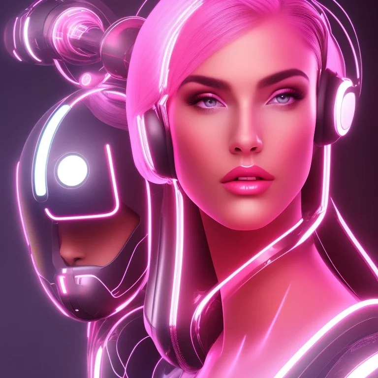 cyberpink, head, woman, portrai, tron