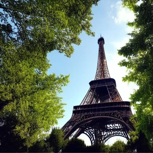 Turtle and Eiffel Tower and sky