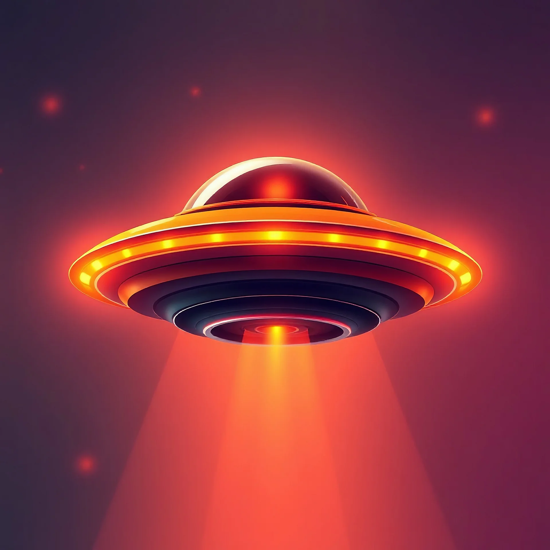 Create multicoloured little orange ufo anime and gradient background