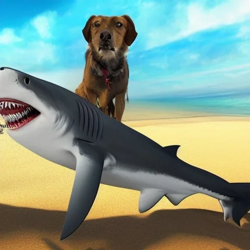 shark hound on the beach from a realistic video game