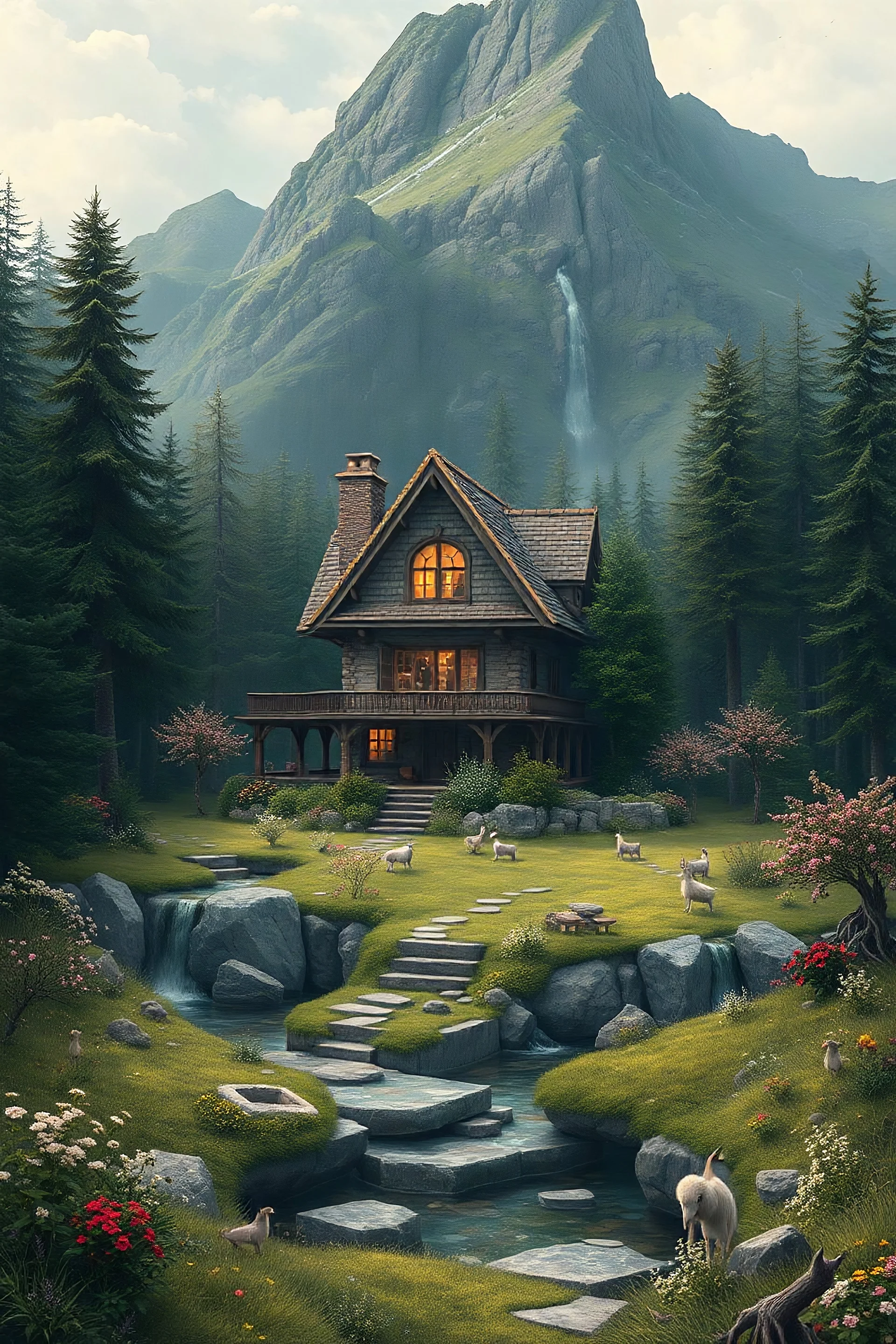 landscape a beautiful home in the feywild fantasy